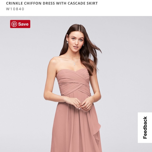 David’s Bridal size 6 chiffon strapless Ballet pink color - Picture 2 of 3